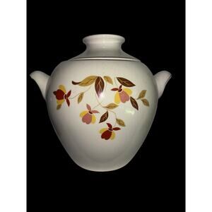 Hall Autumn Leaf Zeisel Style Big Ear Cookie Jar with Lid Vintage MCM Gold Rim